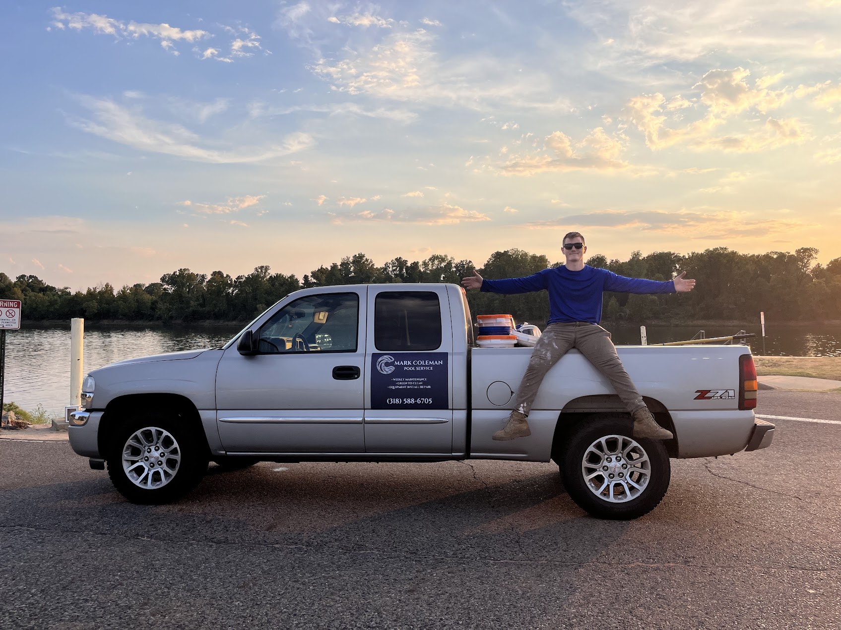 Mark Coleman beside his pool service truck